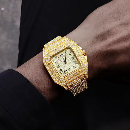 Luxury Diamond Wrist Watch With Luxury Rhinestone Unisex Bracelet 2025