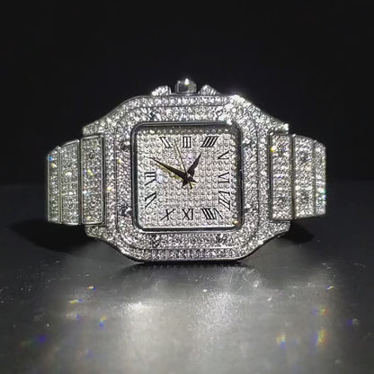 Luxury Diamond Wrist Watch With Luxury Rhinestone Unisex Bracelet 2025